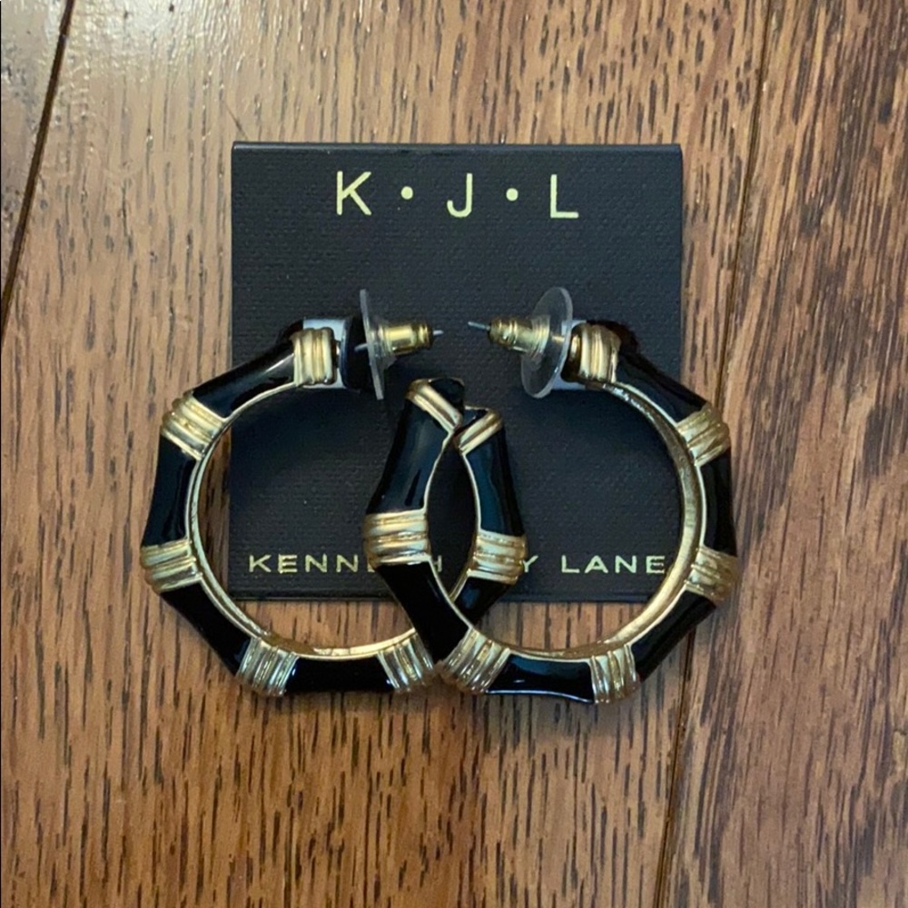 Black and Gold Hoop Earrings